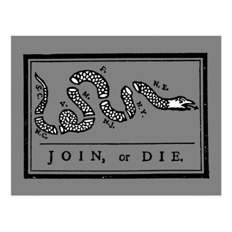 Join Or Die Cartoon, 1754 Postcard | Zazzle.com