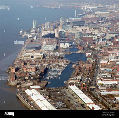 aerial view of Liverpool city centre and docks Stock Photo - Alamy