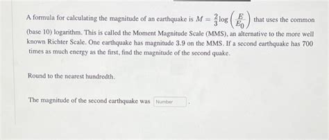 Solved A formula for calculating the magnitude of an | Chegg.com