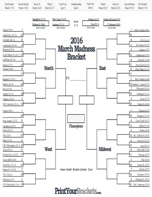 Fillable Online PrintYourBrackets.com 2016 March Madness Bracket Fax ...