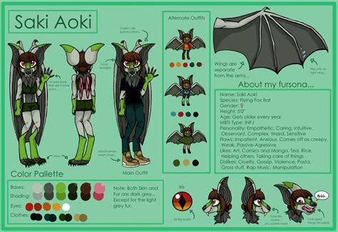 Saki the Bat Reference Sheet by IntuitiveInks | Bat reference, Fursona ...