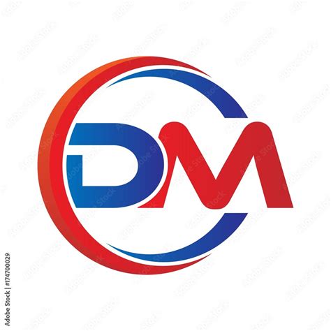 dm logo vector modern initial swoosh circle blue and red Stock Vector | Adobe Stock