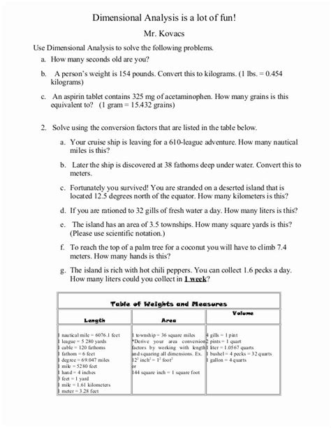 50 Chemistry Conversion Factors Worksheet