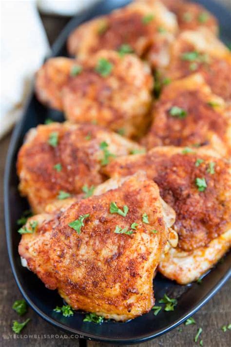 Easy Crispy Baked Chicken Thighs | Yellow Bliss Road