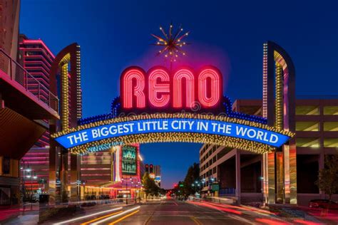 Reno Arch at Night editorial photo. Image of casino, entertainment ...