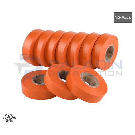 Electrical Tape PVC UL Listed – 3/4″ x 60′ FT – Orange – (10 Pack) - Paladin Distribution