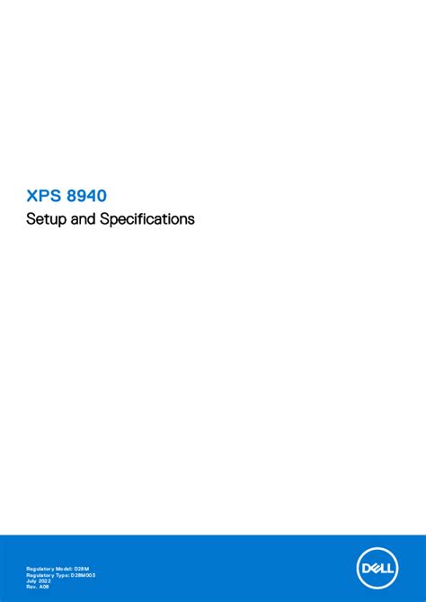 DELL XPS 8940 Desktop Computer Tower User Guide