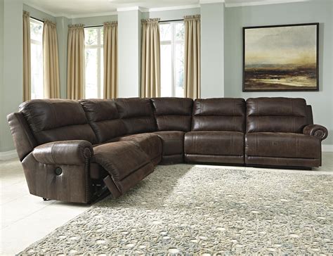 Luttrell 5-Piece Faux Leather Power Reclining Sectional with Armless ...