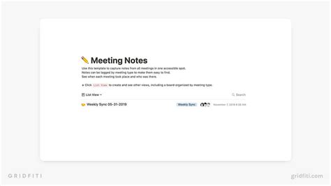 Notion Meeting Template