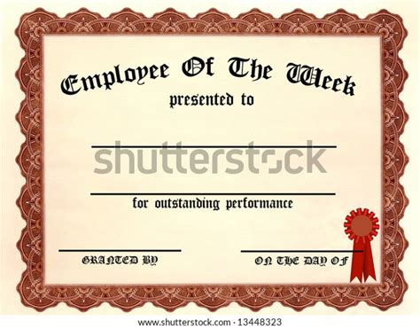 Employee Week Certificate Fill Blanks Stock Illustration 13448323