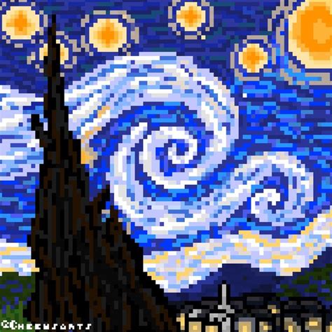 Pixel Starry Night | Starry night van gogh, Starry night, Pixel art