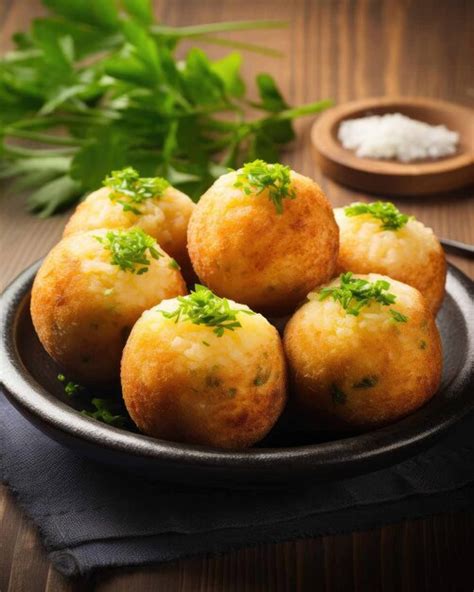 Premium AI Image | Delicious Bolinho de Bacalhau brazilian food dish with dark studio background