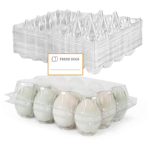 50 Pack Large Plastic Egg Cartons 1 Dozen Clear Duck Egg Cartons Reusable Egg Cartons Cheap Bulk ...