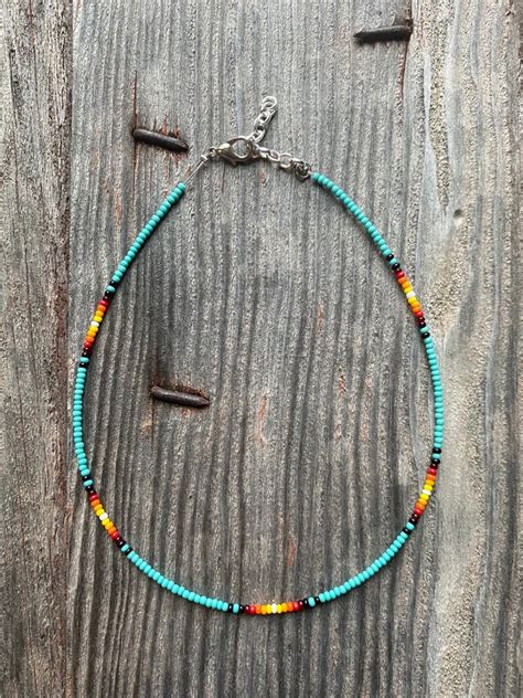 Turquoise Beaded Choker Beaded Choker Beaded Necklace - Etsy