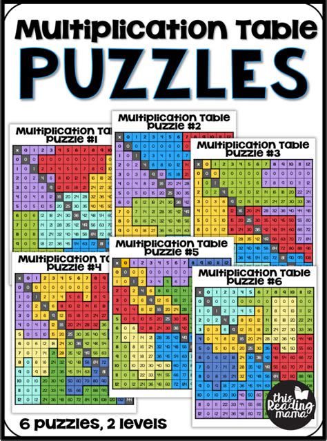 Multiplication Table Puzzles - 6 Different Puzzles - This Reading Mama