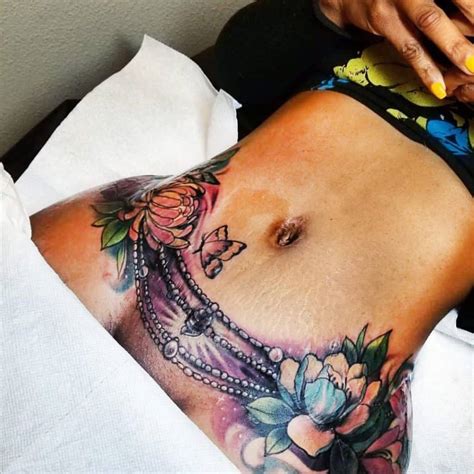 tattoo ideas to cover tummy tuck scar - realisticopenwoundtattoo