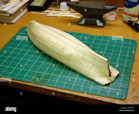 Wooden Model Boat under construction Stock Photo - Alamy