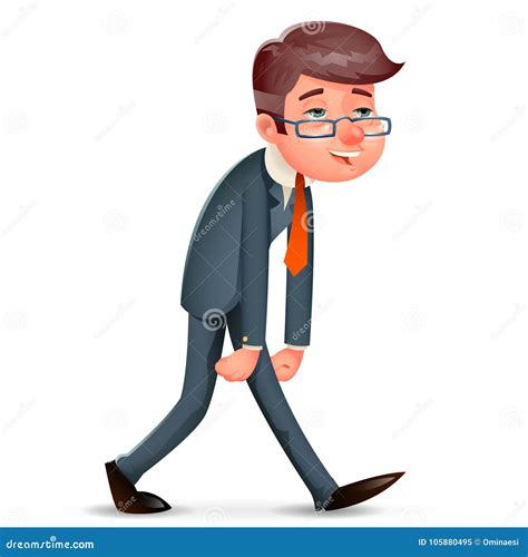 Fatigue Pleased Happy Satisfied Tired Weary Businessman Walk Cartoon Design Character Vector ...