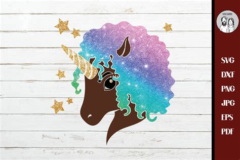 Black Afro Unicorn Cut File & Printable Clipart, Unicorn SVG (1155945) | Cut Files | Design Bundles