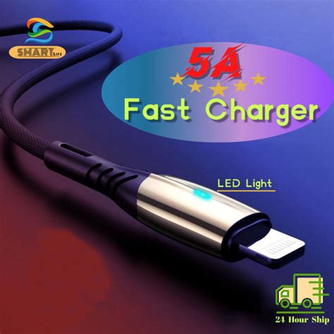 5A Fast charger cable for android Micro Type C lightning cable Led Light Quick charging Type C ...