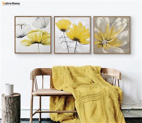 Modern Abstrct Yellow Flower Wall Art Canvas Oil Painting Poster Wall Canvas Pictures For Girls ...