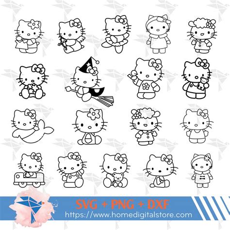 Hello Kitty Outline SVG, PNG, DXF