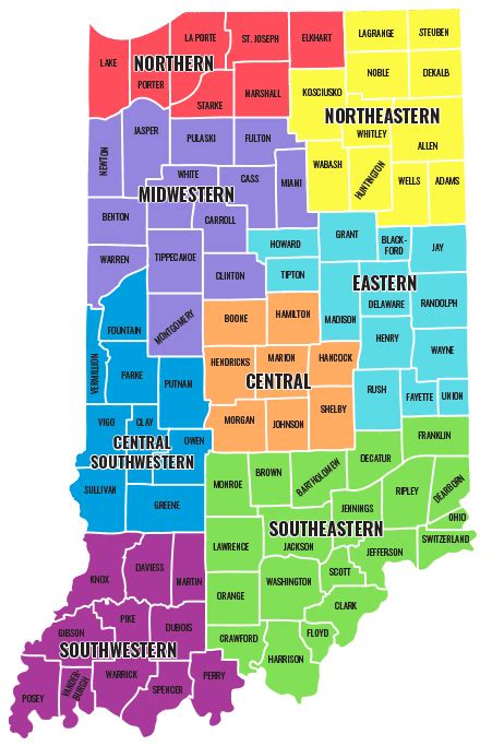 Counties Of Indiana Map - World Of Light Map