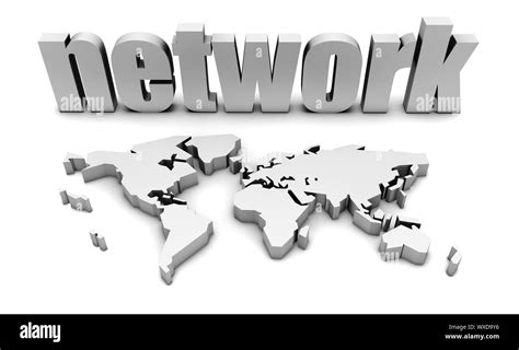 Global Network in 3d with World Map Stock Photo - Alamy