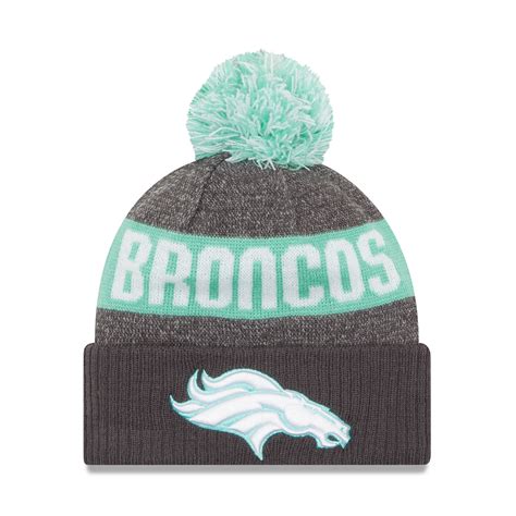 Men's New Era Denver Broncos Graphite/Clear Mint Sport Knit Hat