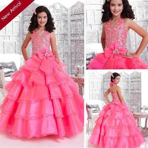 2014 Princess Ball Gown Halter Pink Party Dresses For Girls Of 7 Years Old Birthday Dress FD 03 ...