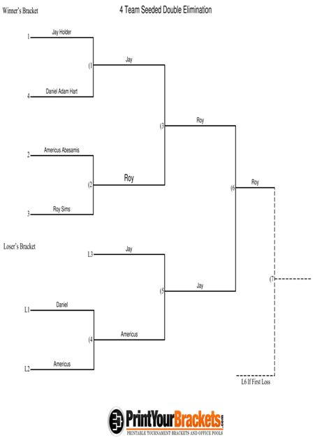 6 Team Bracket Template