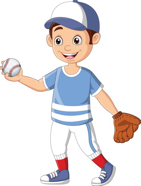 Cartoon little boy playing a baseball 7098357 Vector Art at Vecteezy