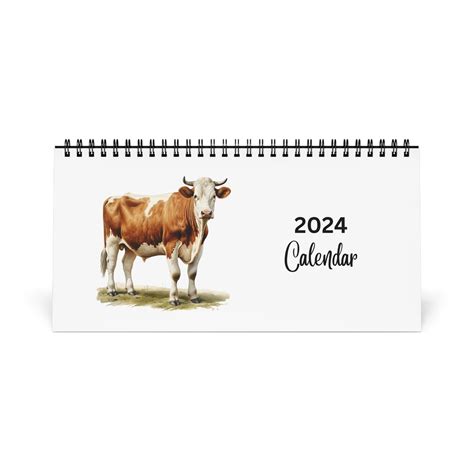 2024 Spiral Desk Calendar, 2024 Farm Animals Desk Calendar, 12 Month Calendar, Barn Yard Desk ...