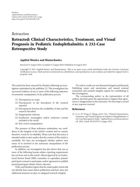 (PDF) Retracted: Clinical Characteristics, Treatment, and Visual ...