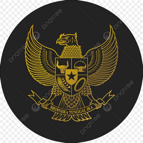 Warna Emas Garuda Pancasila Dengan Background Lingkaran Hitam, Seni ...