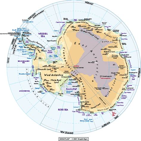 Antarctica Physical Wall Map by GraphiOgre - MapSales