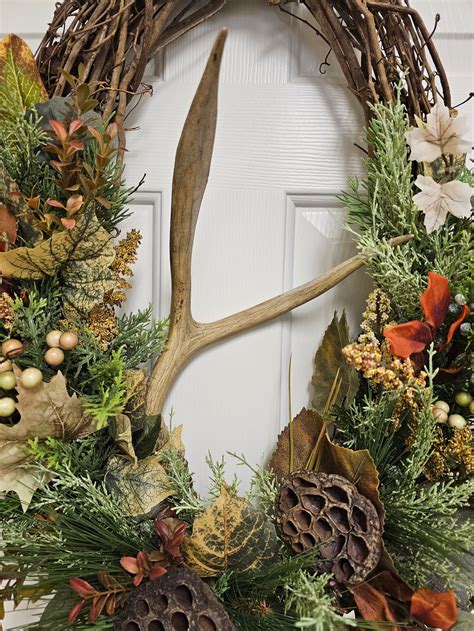 Antler Wreath, Deer Antler Wreath, Cabin Wreath, Lodge Wreath, Rustic ...