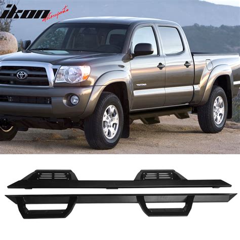 2007-2018 Toyota Tacoma Double Cab Ikon V2 Style Steel Running Boards Black Side Step Nerf Bars ...