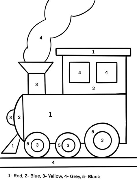 Cute train color by number - Download, Print Now!