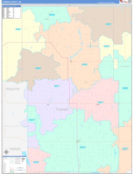 Towner County, ND Wall Map Color Cast Style by MarketMAPS - MapSales