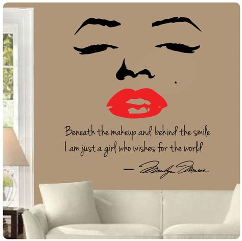 Marilyn Monroe Wall Decal Decor Quote Face Red Lips Makeup Sticker ...