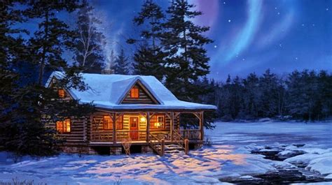 🔥 Download Cabin In The Snow Painting Winter by @wsanchez28 | Winter ...