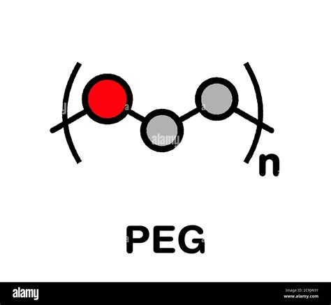 Polyethylene glycol (PEG), chemical structure. Forms of PEG are used as laxatives, excipients ...