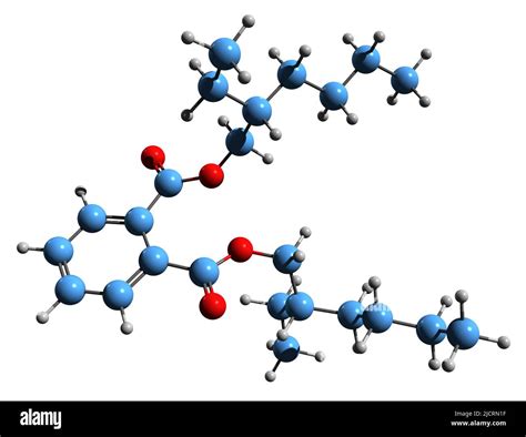 3D image of Bis 2-ethylhexyl phthalate skeletal formula - molecular chemical structure of DEHP ...