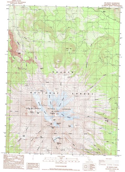 Mount Shasta topographic map 1:24,000 scale, California