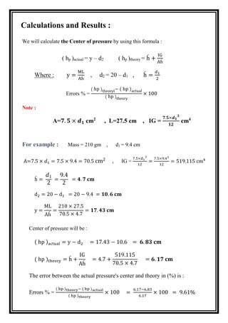 Center of Pressure on Vertical Partially Submerged Plate | Jameel ...