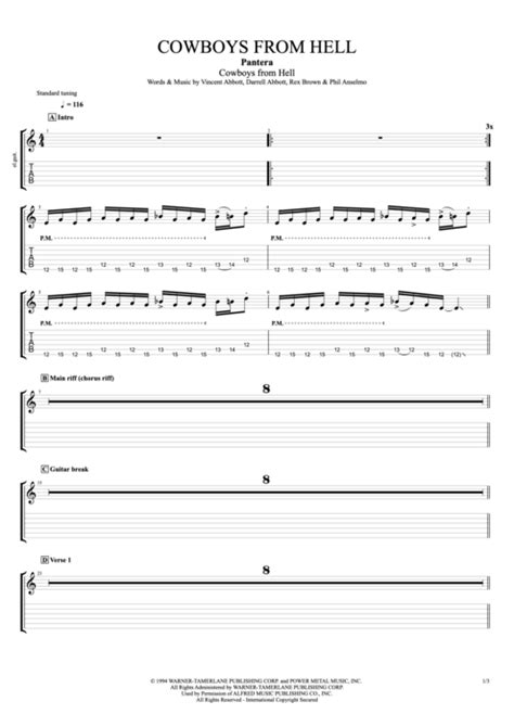 Cowboys from Hell Tab by Pantera (Guitar Pro) - Full Score | mySongBook