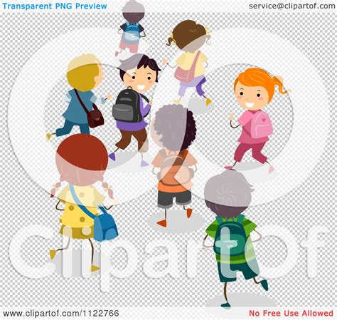 Cartoon Of Happy Diverse School Children Walking - Royalty Free Vector ...