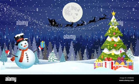 Christmas landscape at night Stock Vector Image & Art - Alamy