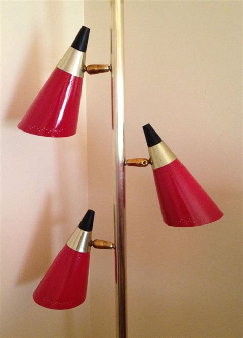 Retro 1960s Tension Pole Lamp Shiny Brass and Red Cone Shades | Etsy | Pole lamps, Lamp, I love lamp